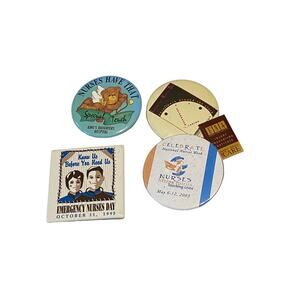 Lot Of 5 Vintage Assorted Pin Back Buttons Nursing Medical